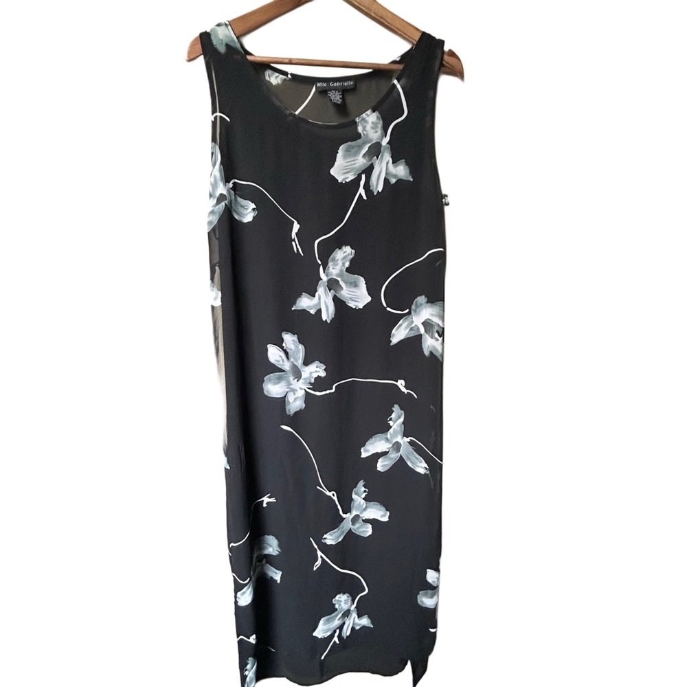 🌚🦋Mlle Gabrielle Black Floral Maxi Dress | Size 14 | Open aside Details | Resort